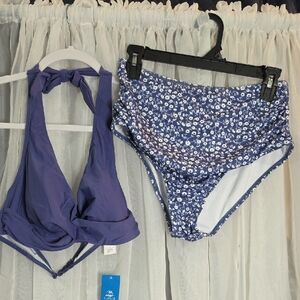 #116 NWT Cupshe Purple and Blue Floral Bikini Set